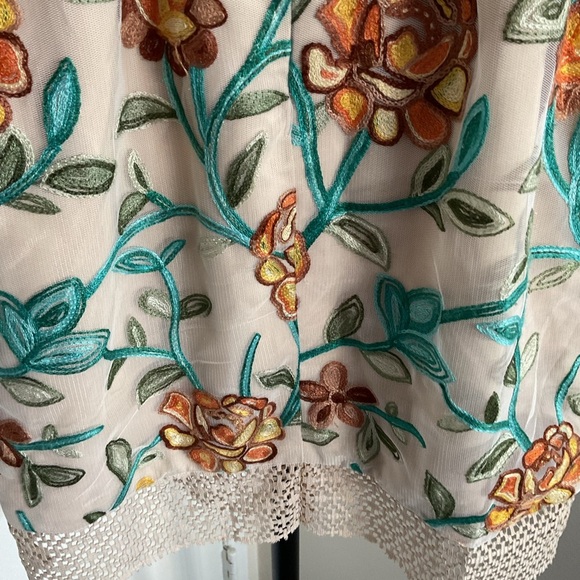 Vone Floral Embroidered Long Sleeve Mini Dress S Small Boho Black Cocktail Small - Picture 11 of 11